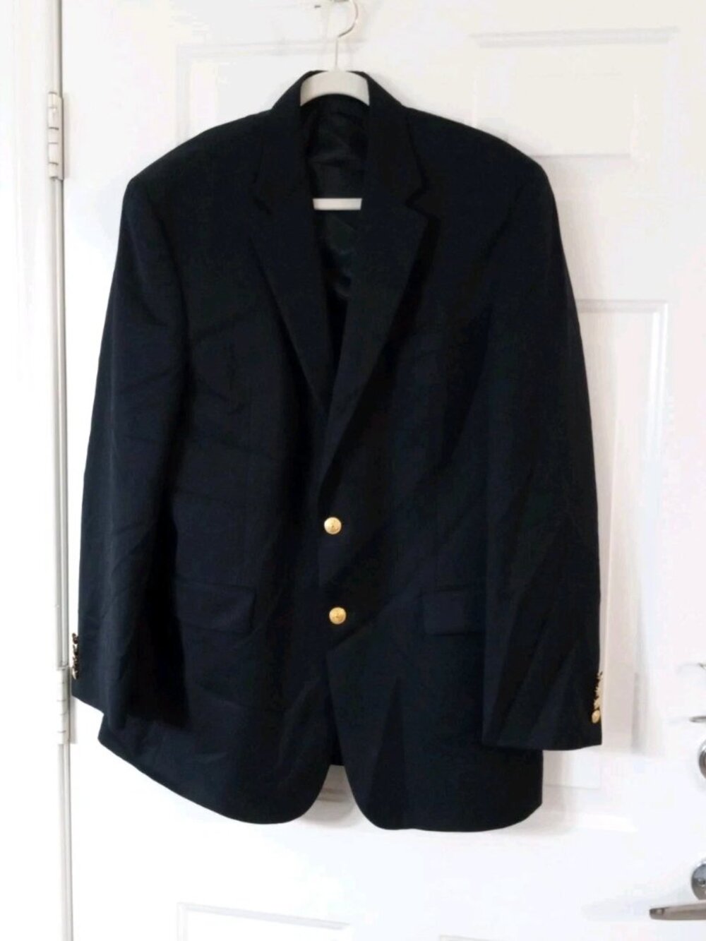 Lauren Ralph Lauren Men 42L Wool Gold Buttons Navy Blue Blazer Sport Coat Jacket